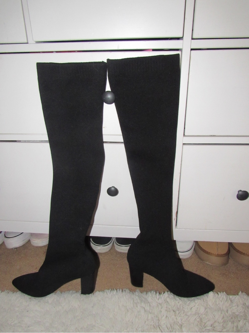 Windsor Black Over-The-Knee Block Heel Boots